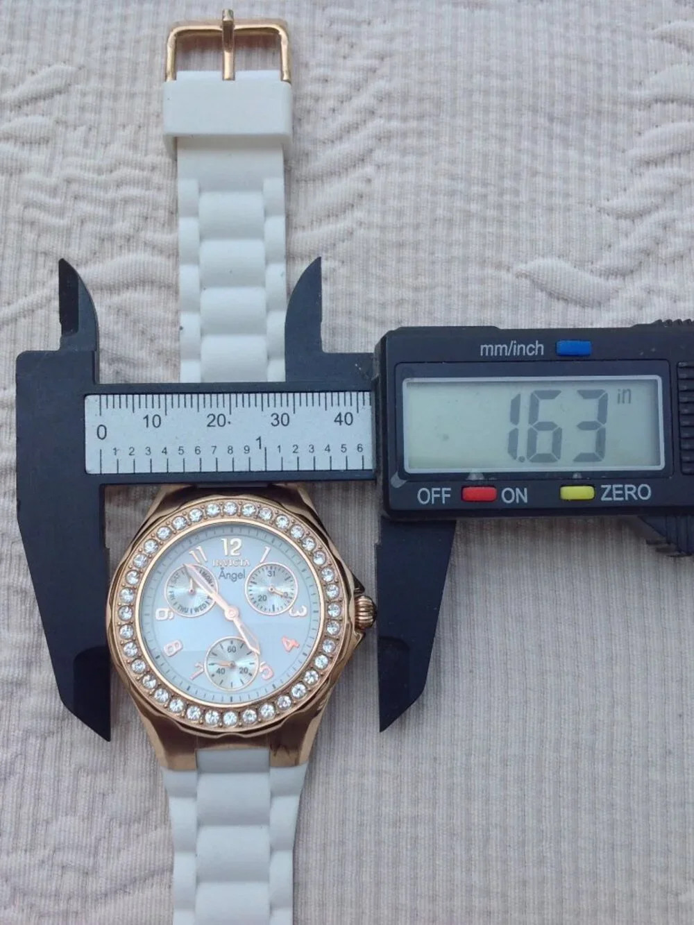 Invicta Angel Ladies Watch Rose Gold, Complications, White Band